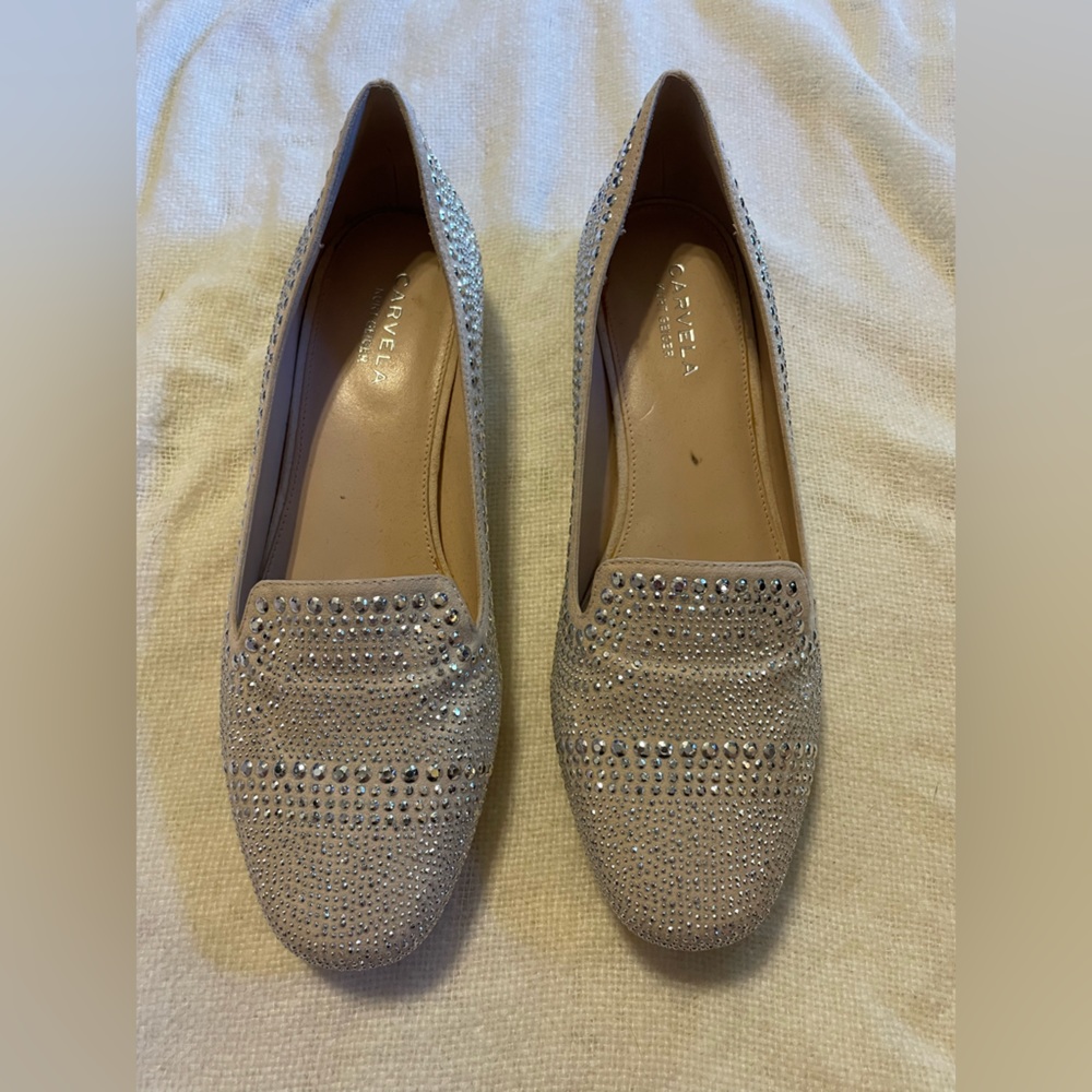 Kurt Geiger Silver and tan suede loafers size 9